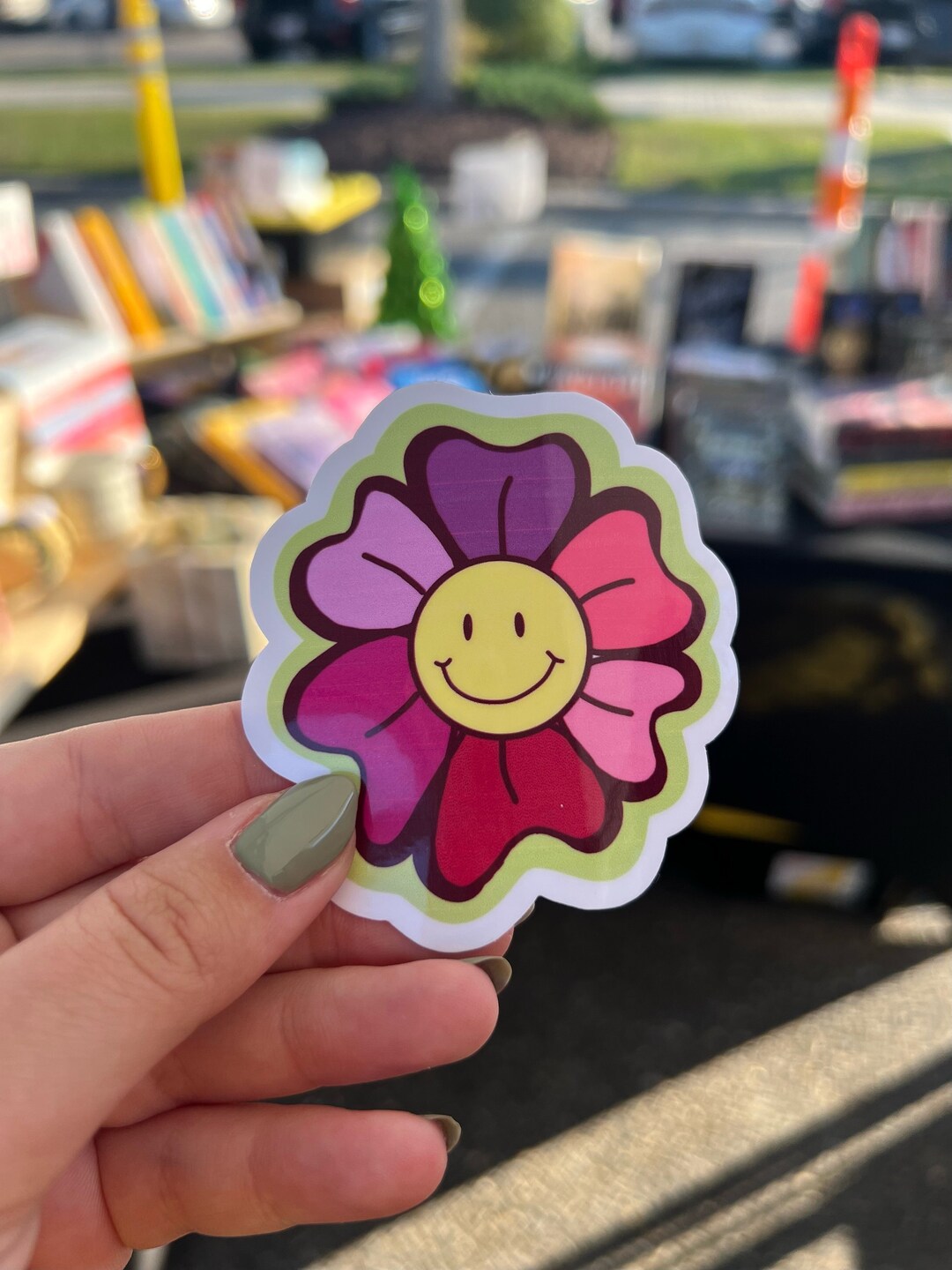 Smiling Flower Sticker - Etsy