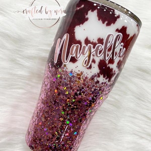 Cowhide Glitter Tumbler, Cow Print Tumbler, Glitter Tumbler, Cow Tumbler, Cowgirl Tumbler