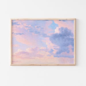 Pastel Wall Art, Abstract Landscape Print, Horizontal Colorful Painting, Minimalist Art Print, Dopamine Decor, Pink Watercolor Sky Art Print