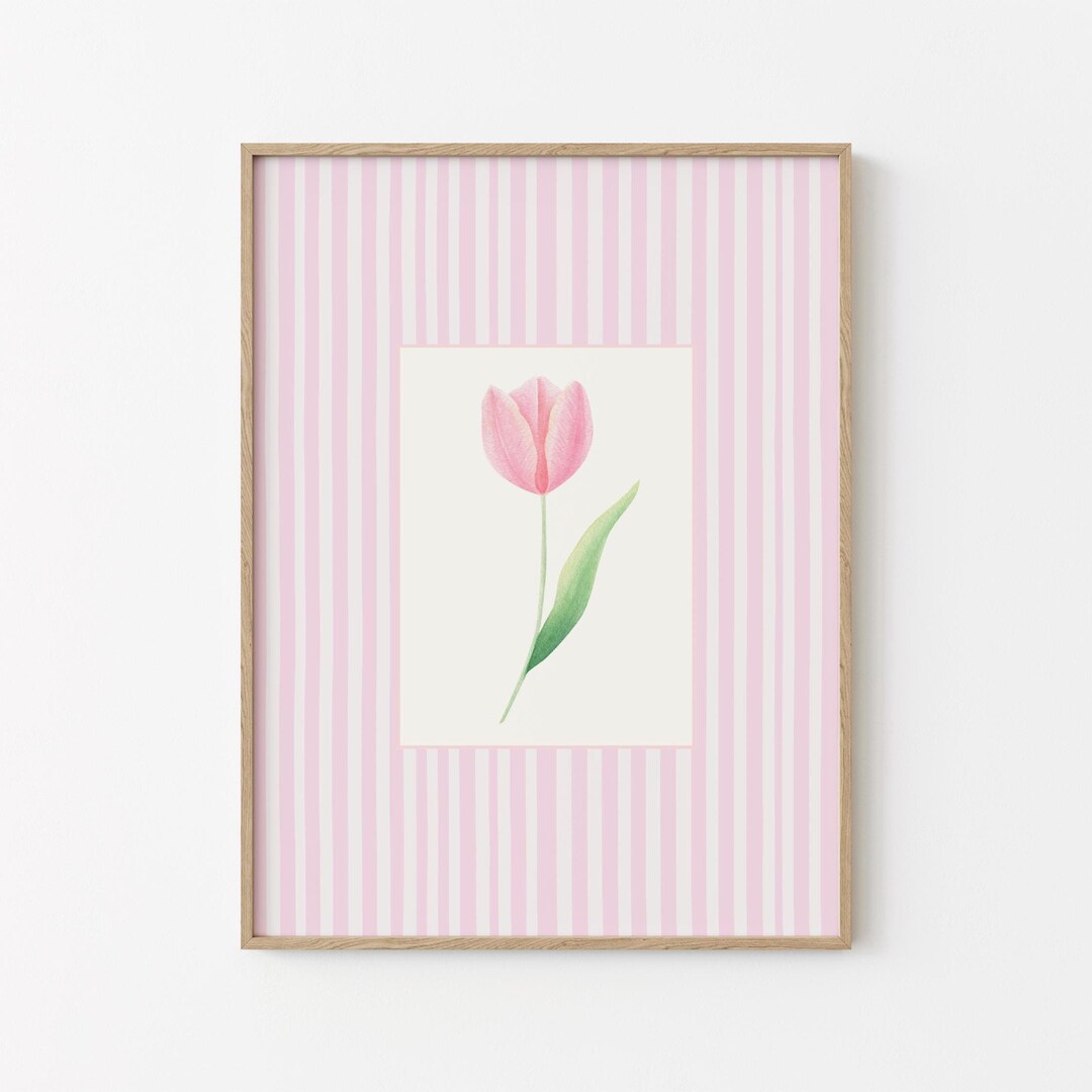 Vintage Tulip Print | Pastel Pink Printable Wall Art | Soft Pink ...