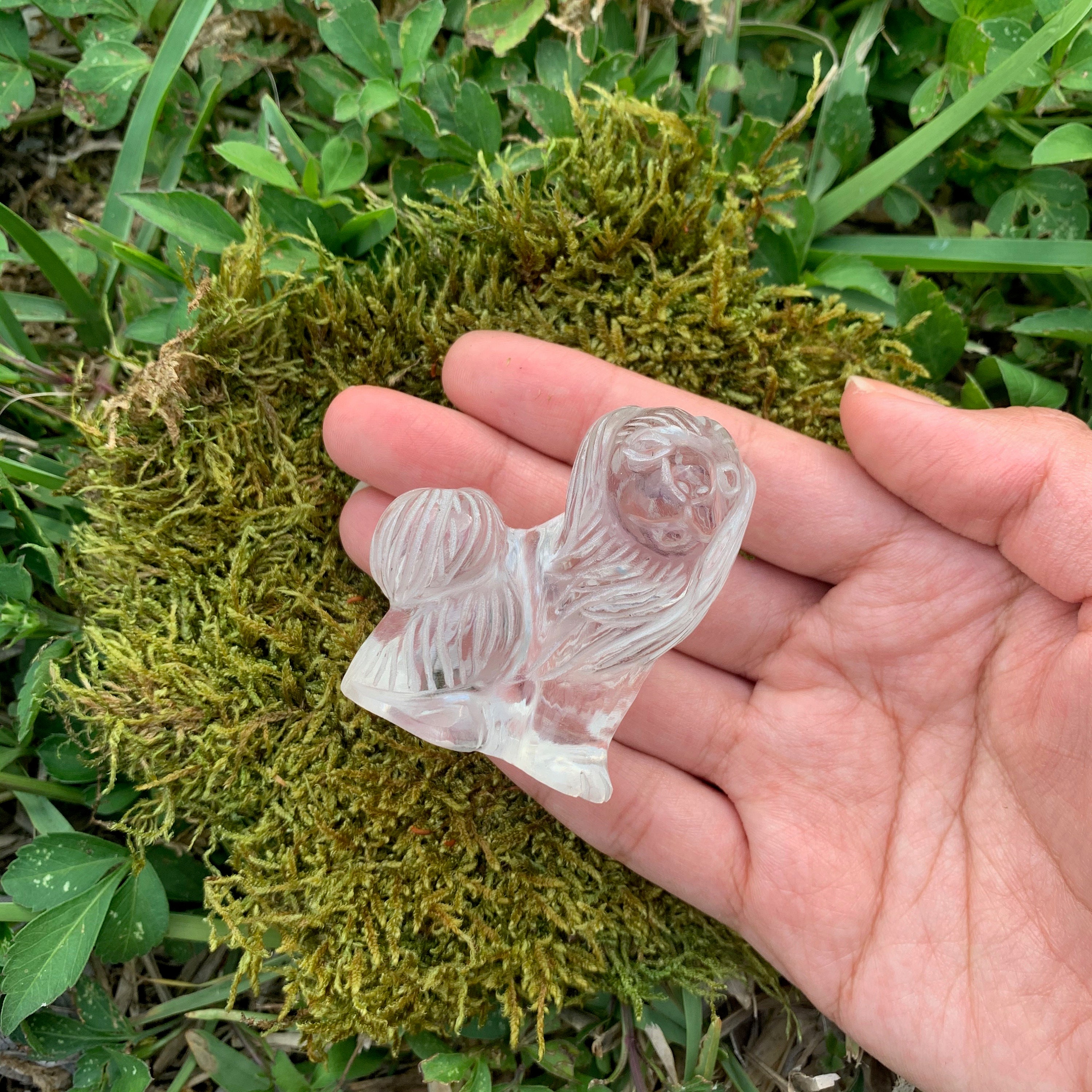 Natural Crystal Dog 3 557T Handcarved Natural Quartz Etsy