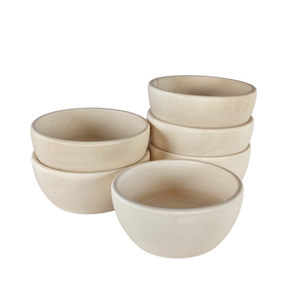 Small Wooden Bowls 2.6" (6 pcs) / DIY Sorting Stacking Toys / Pinch Spice Kitchen Organize / Ring Trinket Storage Dish / Party Favor Crafts