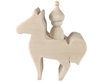 Wooden Horse for Peg Dolls Unfinished / DIY Wood Horse Toy / Peg Doll Rider / Unfinished Peg Doll Animal / Peg People / Peg Doll Accessories