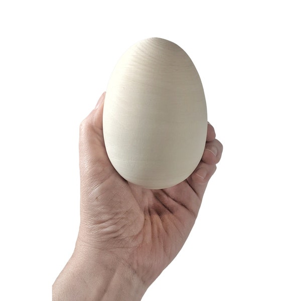 Jumbo Solid Wooden Egg (1 pc) 3.6 in or 9 cm / Extra Large Unfinished Wood Egg / DIY Egg / Goose size egg / Paintable / Craft / Easter Egg