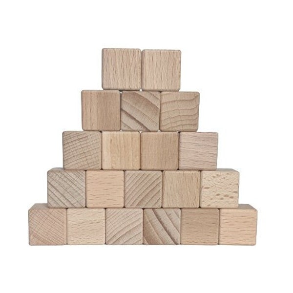 Mini Wooden Beech Cubes (20 pcs, size .8 in or 2 cm) / Unfinished Wood Blocks / Natural Wood Blocks / DIY Blocks / Blank Blocks / DIY Toys
