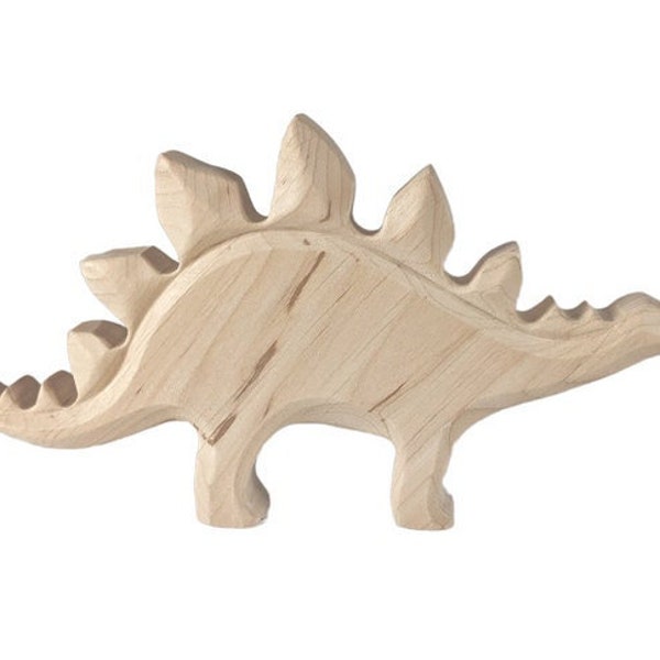 Carved Wooden Stegosaurus Dinosaur / Unfinished Wood Toy Waldorf / DIY Small World Play Animal / Education / DIY Pretend Play / Shelf Decor