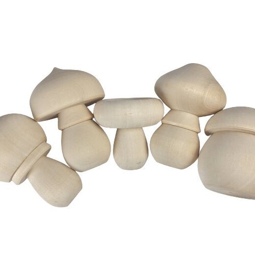Unfinished Wood Mushroom Set 6 Pcs / Unpainted Mushrooms / Etsy