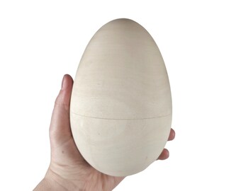 Extra Large Hollow Fillable Wooden Egg (5.6 in 14 cm) / DIY Easter Gift Basket Toy Decor / Art Craft Paint / Box Storage Trinket Keepsake