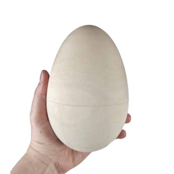 Extra Large Hollow Fillable Wooden Egg (5.6 in 14 cm) / DIY Easter Gift Basket Toy Decor / Art Craft Paint / Box Storage Trinket Keepsake