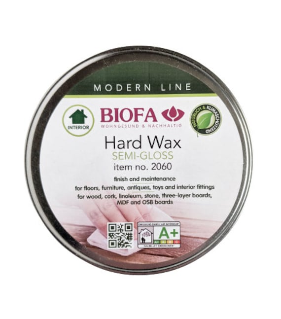 BIOFA Hard Wax Tin Semi Gloss (2060) .25l / Wood Sealant / Wood Finish /  Wood Wax / Beeswax for Wood / Carnauba Wax for Wood / Board Finish