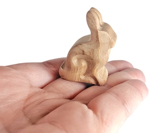 Mini Carved Wood Bunny Unfinished - Spring Easter Craft Filler - Animal Shape Figurine - DIY Toy Waldorf - Home Decor - Ornament - Tray Farm