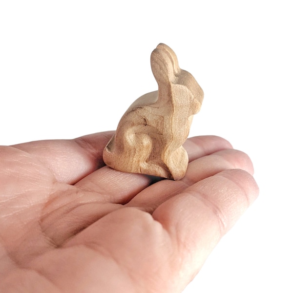 Mini Carved Wood Bunny Unfinished - Spring Easter Craft Filler - Animal Shape Figurine - DIY Toy Waldorf - Home Decor - Ornament - Tray Farm