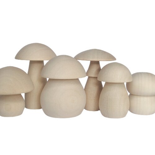 Unfinished Wood Mushroom Set 6 Pcs / Unpainted Mushrooms / Etsy