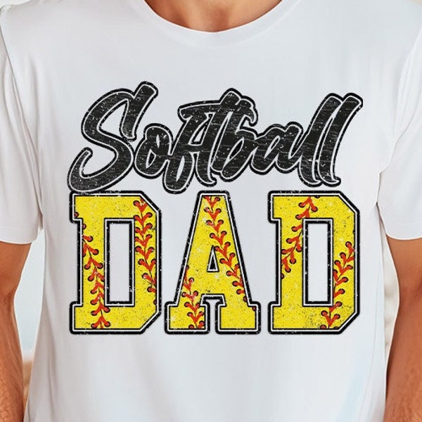 Softball Dad PNG, Black, Distressed, Softball Daddy, Loud and Proud Softball Dad, Sublimation Design Downloads