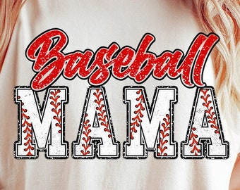 Baseball Mama PNG, Red, Athletic, Distressed, Baseball Mom, Loud and Proud Baseball Mom Sublimation Design Downloads