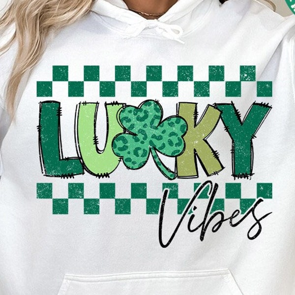 Lucky Vibes PNG, Leopard Shamrock, Distressed, St Patricks Day PNG, Irish, Lucky, Mama, Funny Sublimation Design Downloads