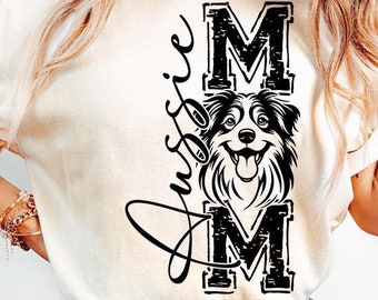 Aussie Mom PNG: Australian Shepherd Mama Sublimation Design (Digital Download)