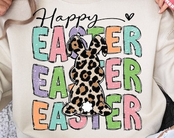 Happy Easter PNG, Retro, Leopard Bunny, Cute, Funny Easter, Leopard, Easter Day Sublimation Design Downloads