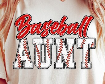 Baseball Aunt PNG: Distressed Athletic Design (Digital Download)
