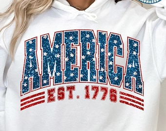 America 1776 Png, Glitter, Unabhängigkeitstag PNG, Patriotisch, 4. Juli, Sublimationsdesign Downloads
