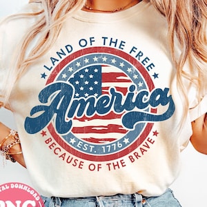 America Land Of The Free PNG: 4th of July Design (Digital Download)