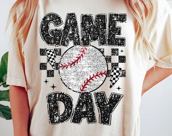 Baseball Game Day PNG: Glitter Sequin Design (Digital Download)
