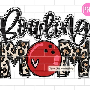 Bowling Mom PNG, Leopard Bowling mama, Black, Sublimation Design Downloads