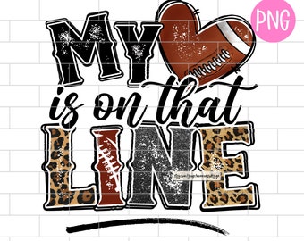 Football Mom PNG: Leopard Heart, Offensive Lineman Design (Digital Download)