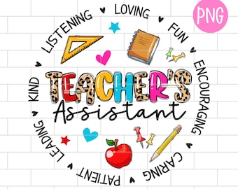 Teacher's Assistant Leopard Squad PNG - Back to School Sublimation (Digital Download)