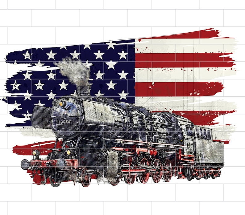 Distressed American Flag Train PNG: Locomotive Sublimation (digital ...