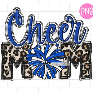 Cheer Mom Blue PNG, Cheerleading, Mom, Leopard Sublimation Design Downloads