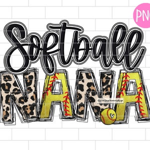 Softball Nana Black PNG, Softball Nana Sublimation Design Downloads