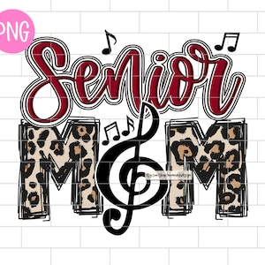 Senior Band Mom PNG, Maroon, Senior 2026 Sublimation Design Downloads