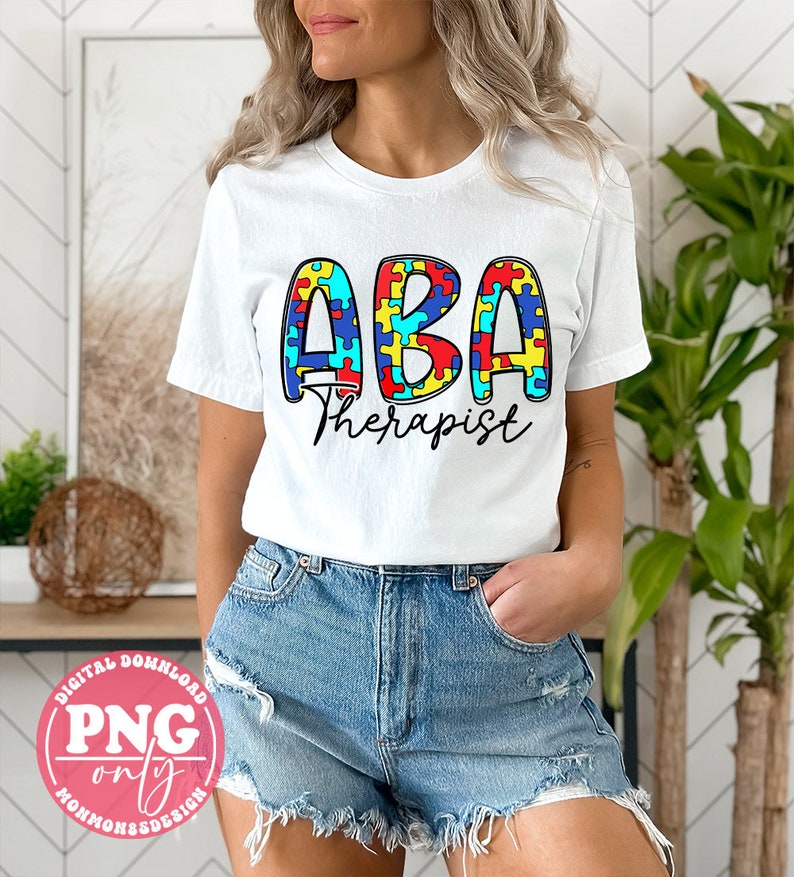 Therapy Lettering Blue ABA Therapist Png, Applied Behavior Analysis Sublimation Designs ...