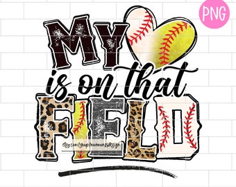 Baseball Softball Mom PNG: Leopard Heart Sublimation Design (Digital Download)
