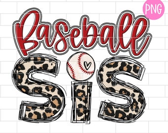 Baseball Sister PNG: Leopard Print Sublimation Design (Digital Download)