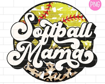 Softball Mama PNG, Softball Mom, Distressed, Sublimation Design Downloads