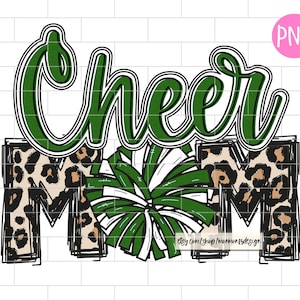 Cheer Mom Green PNG, Cheerleading, Mom, Leopard Sublimation Design Descargas