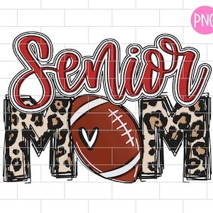 Senior Football Mom Red PNG, Senior 2026 Sublimation Design Downloads
