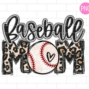 Baseball Mom PNG, Leopard Baseball mama, Black, Sublimation Design Downloads