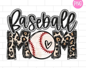 Baseball Mom PNG, Leopard Baseball mama, Black, Sublimation Design Downloads