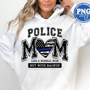 Police Mom PNG: Blue Line Heart Sublimation Design (Digital Download) image 4