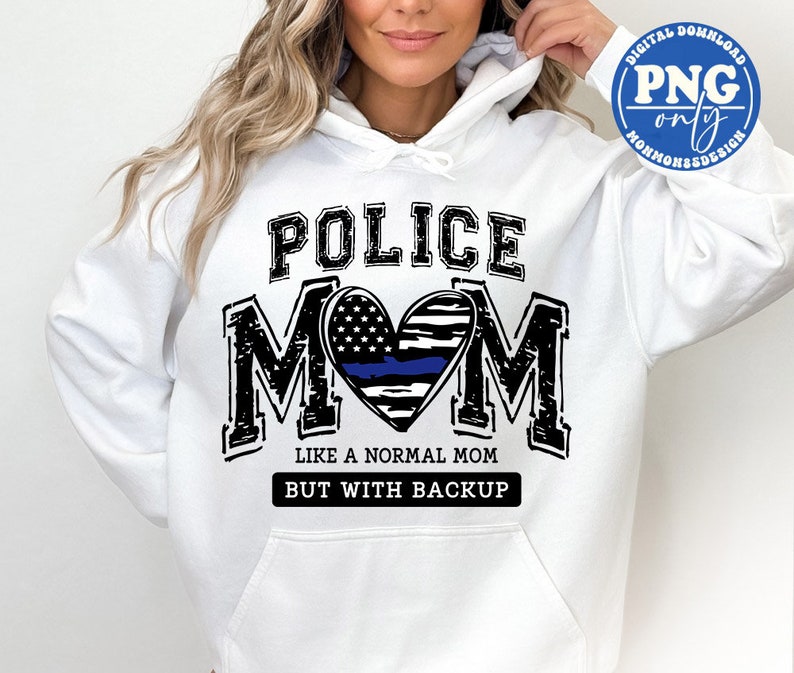 Police Mom PNG: Blue Line Heart Sublimation Design (Digital Download) image 4