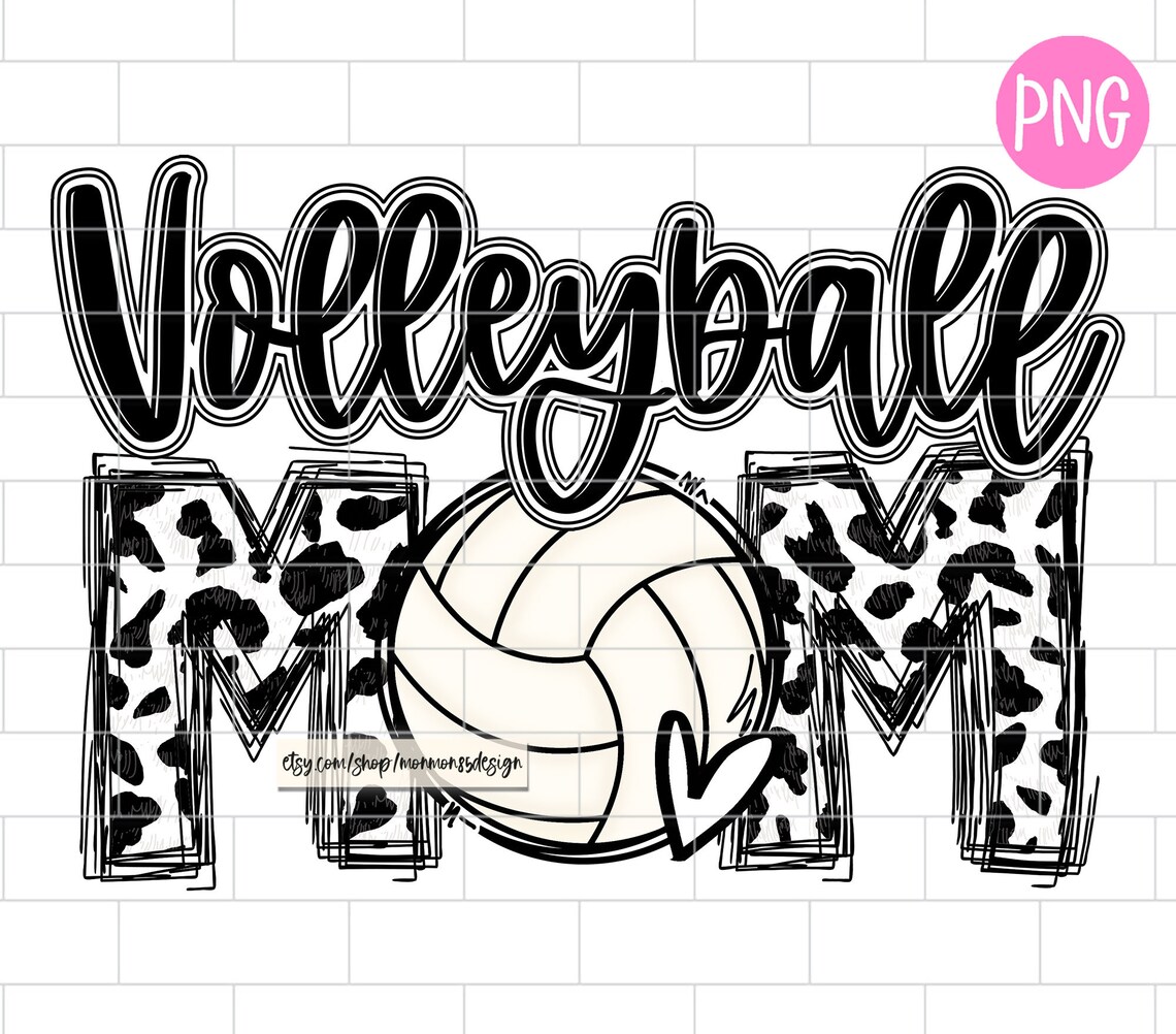 Volleyball Mom PNG Cow Print Sublimation Design Downloads Etsy