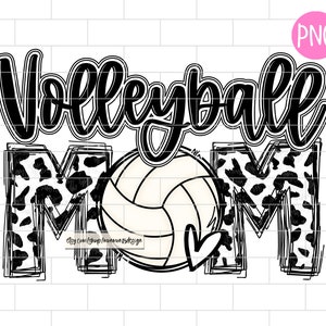 Volleyball Mom PNG, Cow Print, Sublimation Design Downloads
