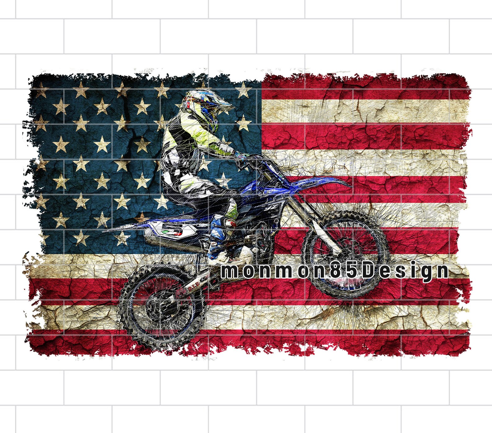 Dirt bike distressed flag PNG Sublimation Design Downloads Etsy