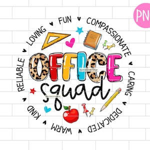 Office Squad PNG: Zurück in die Schule Sublimationsdesign (Digitaler Download)