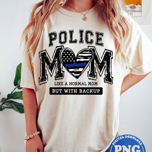 Police Mom PNG: Blue Line Heart Sublimation Design (Digital Download) image 2