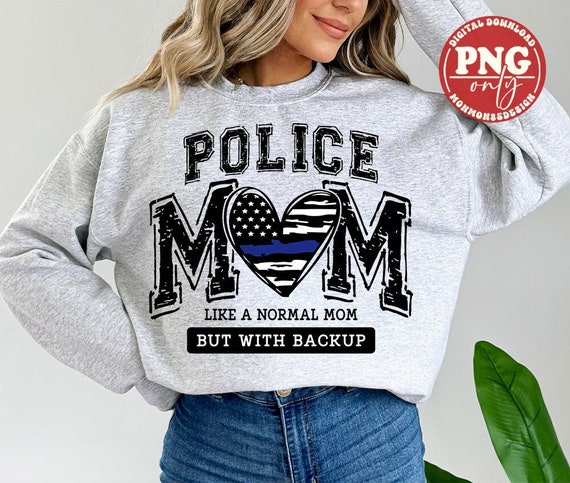 Police Mom PNG: Blue Line Heart Sublimation Design (Digital Download)