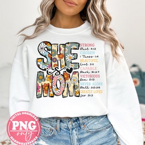 She Is Mom PNG: Retro Christian Mother's Day Design (Digital Download) image 2